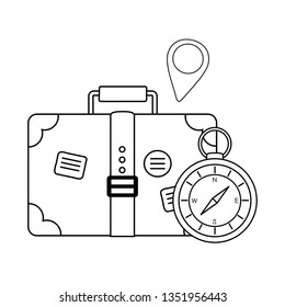 compass guide with suitcase and pin