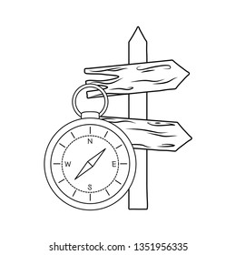 compass guide with guide wooden arrow