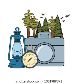 compass guidewith camera and kerosene lamp
