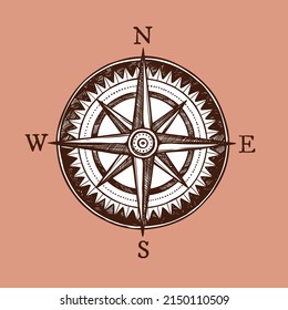 compass hand drawing symbol travel icon