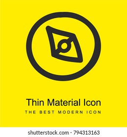 Compass hand drawn circular tool outline bright yellow material minimal icon or logo design