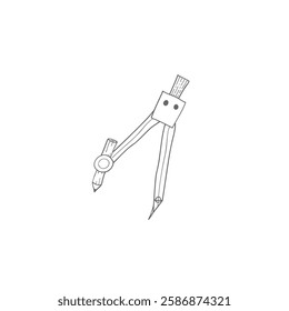 Compass hand drawn outline vector illustration, Mathematical tool object