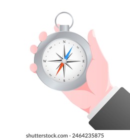 Compass in hand icon. Flat Style. Vector icon