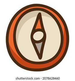 Kompass handgezeichnet Symbol. Farbige Vektorgrafik im Doodle-Stil. Einzeln auf weißem Hintergrund.