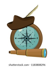 compass with hat and monocular navigation tools