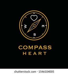 Compass heart logo design concept.