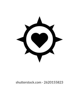 A compass with a heart, symbolizing moral direction and personal guidance concept