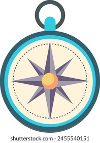 Compass for Hiking Vector Isolated Flat Illustration. Perfect for different cards, textile, web sites, apps