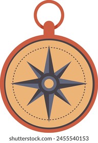 Compass for Hiking Vector Isolated Flat Illustration. Perfect for different cards, textile, web sites, apps
