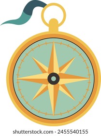 Compass for Hiking Vector Isolated Flat Illustration. Perfect for different cards, textile, web sites, apps