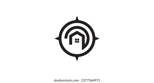 Compass home logo design, navigation design vector illustration.