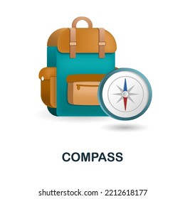 Compass icon. 3d illustration from outdoor recreation collection. Creative Compass 3d icon for web design, templates, infographics and more