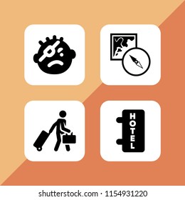 compass icon. 4 compass set with map and compass orientation tools, pirate and travel vector icons for web and mobile app