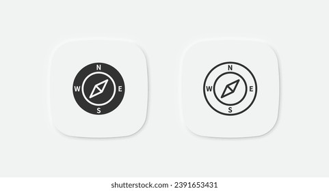 Kompass-Symbol. Pfeilrichtungszeichen. Kartensymbol. GPS-Symbole. Vektor-Einzelzeichen.