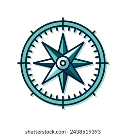 Compass icon. Beautiful compass icon in flat design. Vector illustration.