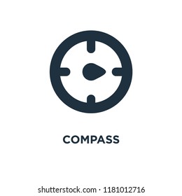 Compass icon. Black filled vector illustration. Compass symbol on white background. Can be used in web and mobile.