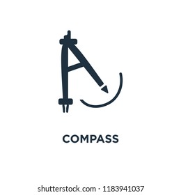 Compass icon. Black filled vector illustration. Compass symbol on white background. Can be used in web and mobile.