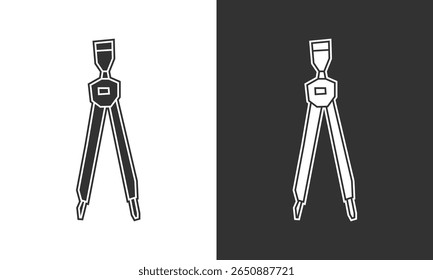 Compass Icon in Black Filled and White Filled Cutout Style