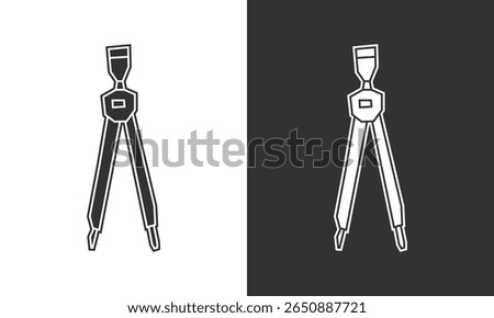 Compass Icon in Black Filled and White Filled Cutout Style