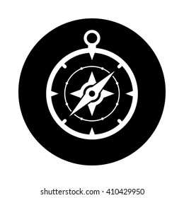 Compass icon. Black round icon isolated on white background. Round icon. Compass silhouette. Simple circle icon. Web site page and mobile app design vector element.