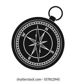 Compass icon in black style isolated on white background. Rest and travel symbol stock vector illustration.