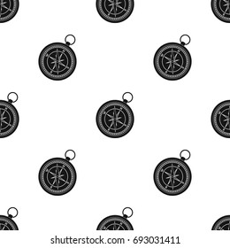 Compass icon in black style isolated on white background. Rest and travel symbol stock vector illustration.