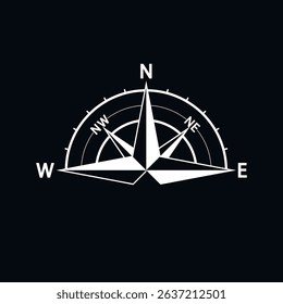 Compass icon. Black vector illustration.