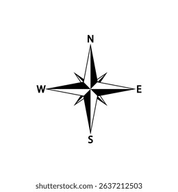 Compass icon. Black vector illustration.