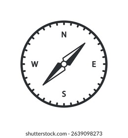 Compass icon. Black vector illustration.