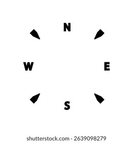 Compass icon. Black vector illustration.
