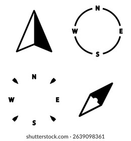 Compass icon. Black vector illustration.