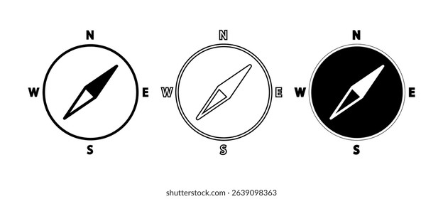 Compass icon. Black vector illustration.