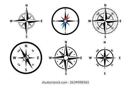 Compass icon. Black vector illustration.