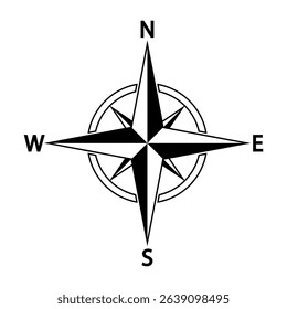 Compass icon. Black vector illustration.