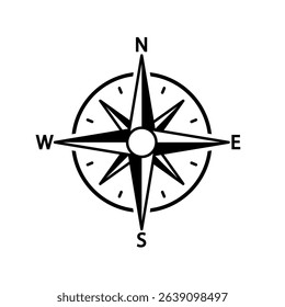 Compass icon. Black vector illustration.