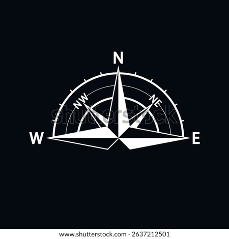 Compass icon. Black vector illustration.