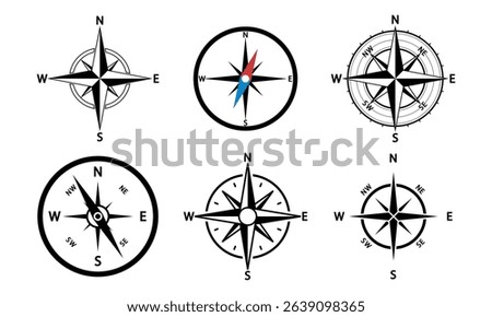 Compass icon. Black vector illustration.