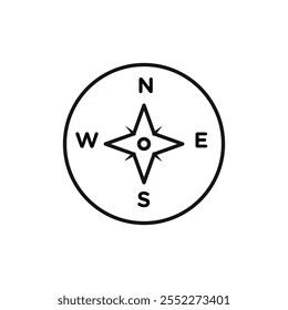 Signo de contorno de Vector blanco y negro del icono de la brújula