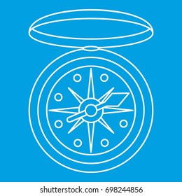 Compass icon blue outline style isolated vector illustration. Thin line sign