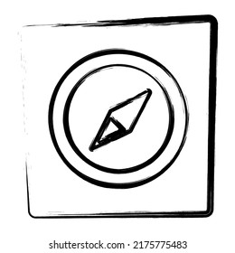 compass icon. brush frame. vector illustration.