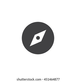 compass icon or button in flat style with long shadow, isolated vector illustration on transparent background