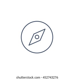 compass icon or button in flat style with long shadow, isolated vector illustration on transparent background