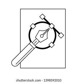 compass icon cartoon in black and white