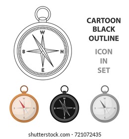 Compass icon in cartoon style isolated on white background. Pirates symbol stock vector illustration.