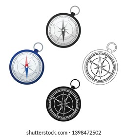 Compass icon in cartoon,black style isolated on white background. Rest and travel symbol stock vector illustration.