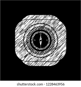 compass icon with chalkboard texture