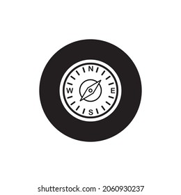 Compass icon circle background black color editable. News logo icon. North, East, South, and West.
