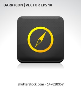 Compass icon | color dark black gold yellow | icon set | abstract vector symbol | template design | shadows shiny | business button | abstract 3d