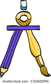 Compass icon in color drawing. Direction north south lost locate