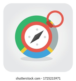 Compass Icon Color Flat Style